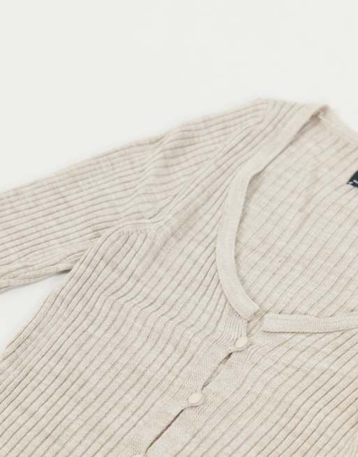 ASOS DESIGN - Grågul ribstrikket cardigan med korte ærmer - Del af sæt, 3 af 4