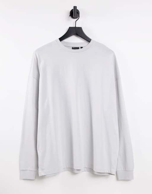 ASOS DESIGN – Grålila långärmad t-shirt i oversize