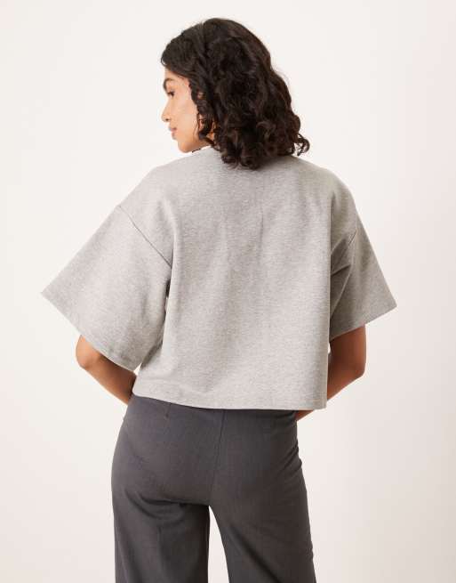 ASOS DESIGN – Gråmelerad, ärmlös topp i sweatshirttyg med knäppning och knappsprund, 4 av 4