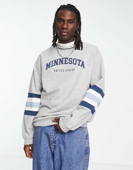 ASOS DESIGN – Gråmelerad, blockfärgad T-shirt i oversize med stadstryck