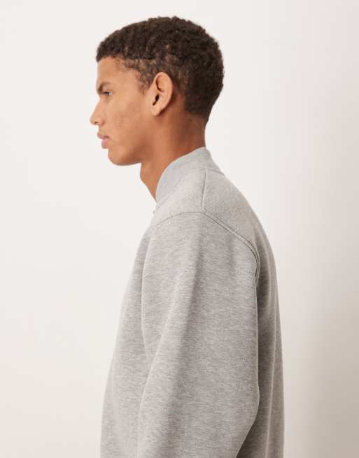 ASOS DESIGN – Gråmelerad bomberjacka i jersey med dragkedja, 4 av 5