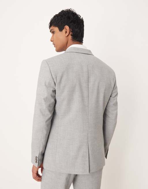 ASOS DESIGN – Gråmelerad, dubbelknäppt kavaj med smal passform, del av kostym, 3 av 5