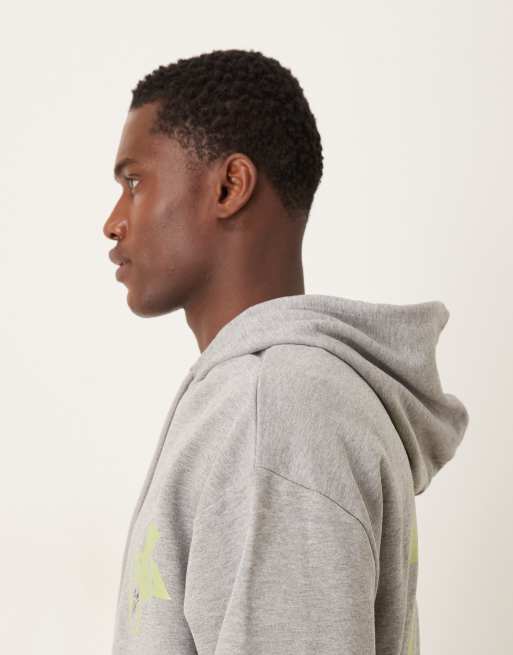 ASOS DESIGN – Gråmelerad huvtröja i avslappnad passform med frukttryck, 4 av 5