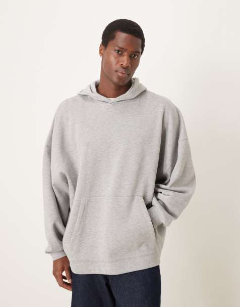 ASOS DESIGN – Gråmelerad huvtröja i extra oversize med fixerad fåll - view 1