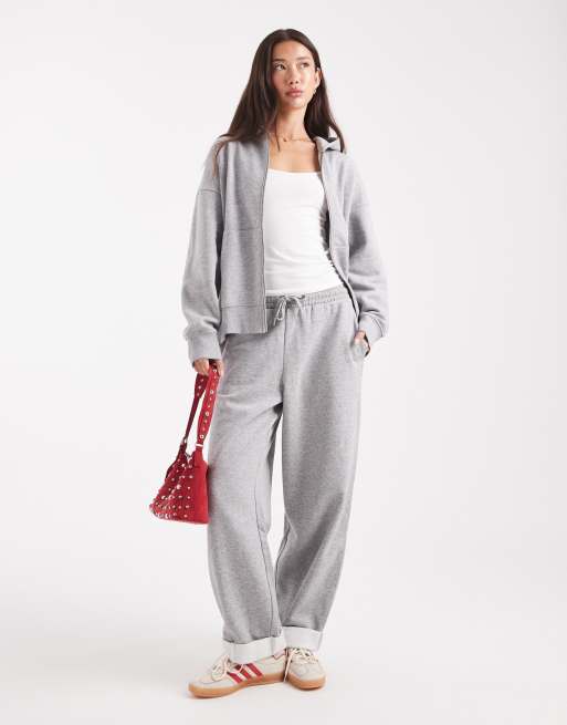 ASOS DESIGN – Gråmelerad huvtröja i oversize med dragkedja och borstad finish, 4 av 4