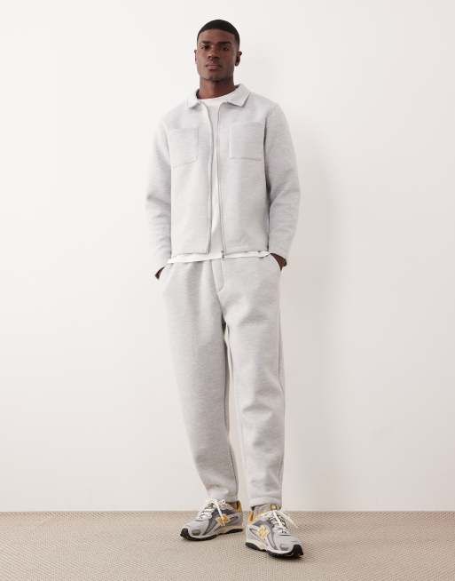 ASOS DESIGN – Gråmelerad, kraftig, avslappnad jacka med dragkedja i scubaliknande material, 2 av 5
