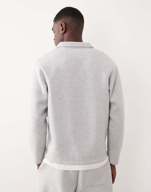 ASOS DESIGN – Gråmelerad, kraftig, avslappnad jacka med dragkedja i scubaliknande material, 3 av 5