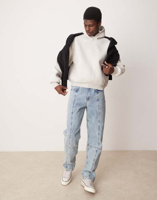 ASOS DESIGN – Gråmelerad, kraftig huvtröja i oversized fit och scubaliknande tyg , 2 av 4