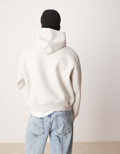 ASOS DESIGN – Gråmelerad, kraftig huvtröja i oversized fit och scubaliknande tyg , 3 av 4