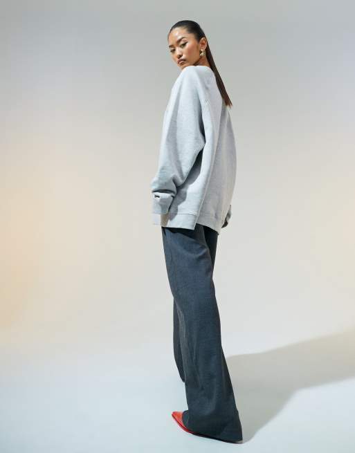 ASOS DESIGN – Gråmelerad, kraftig sweatshirt i oversize, 2 av 4