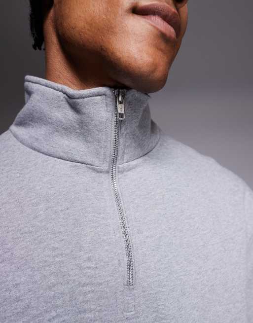 ASOS DESIGN – Gråmelerad, kraftig sweatshirt i oversized fit med kvartslång dragkedja och fast fåll, 5 av 5