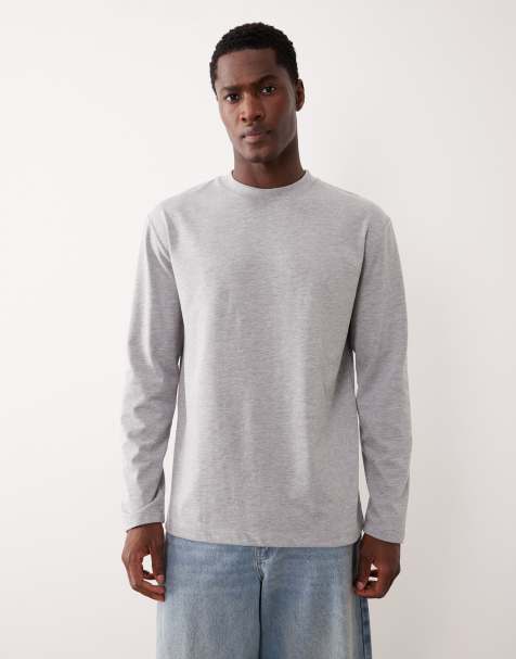 ASOS DESIGN – Gråmelerad, kraftig t-shirt med långa ärmar och avslappnad passform - view 1