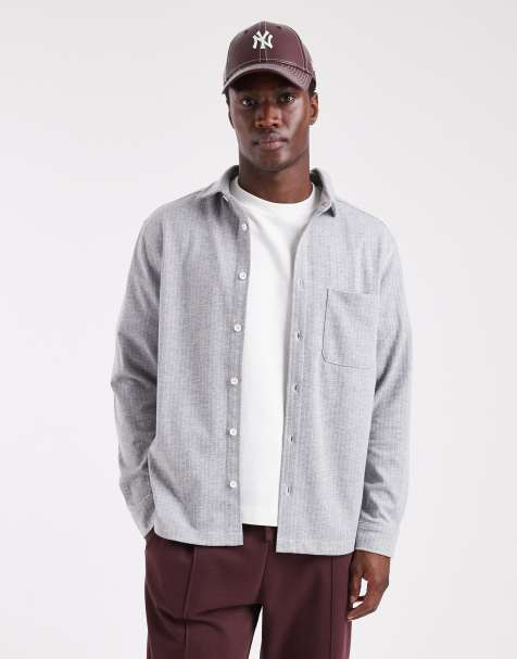 ASOS DESIGN – Gråmelerad skjorta i regular fit - view 1