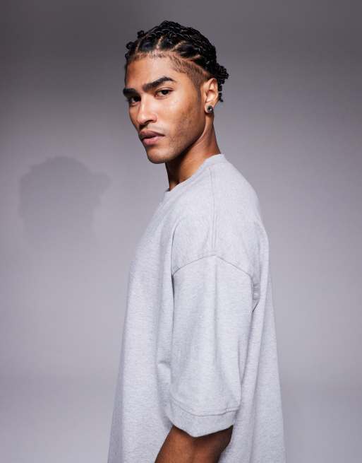ASOS DESIGN – Gråmelerad, superkraftig t-shirt i oversize     , 5 av 5