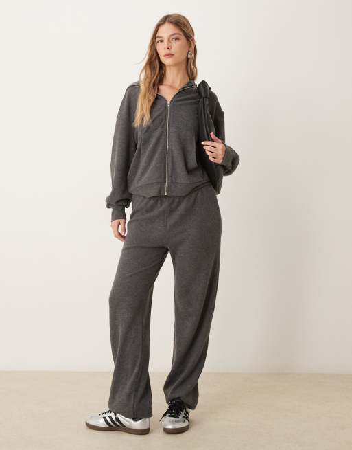 ASOS DESIGN – Gråmelerad, supermjuk huvtröja med dragkedja, del av set, 2 av 4