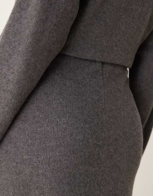 ASOS DESIGN – Gråmelerad, supermjuk maxikjol med fishtail, del av set, 3 av 5
