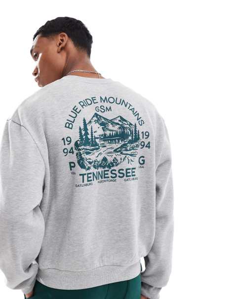 ASOS DESIGN – Gråmelerad sweatshirt i boxig oversize-passform med Tennesee-tryck - view 1