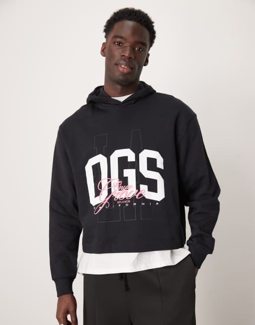 ASOS DESIGN – Gråmelerad sweatshirt i oversize boxig passform med atletiskt tryck