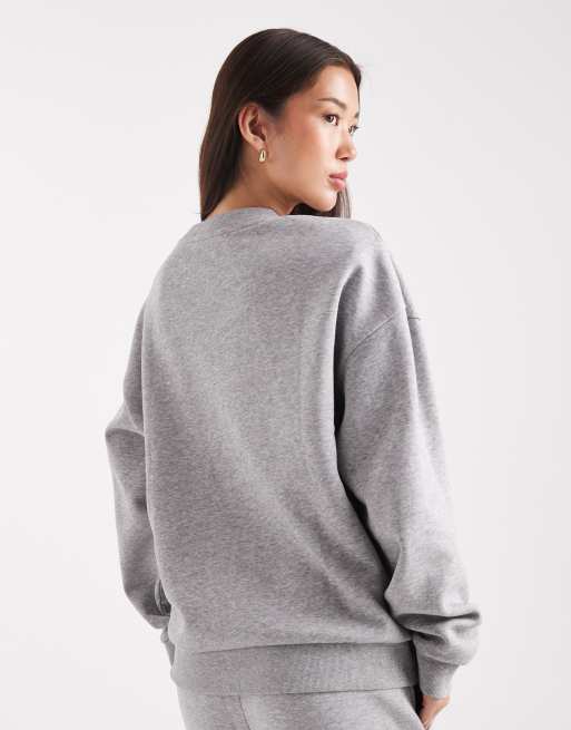 ASOS DESIGN – Gråmelerad sweatshirt i oversize med borstad finish, 4 av 4