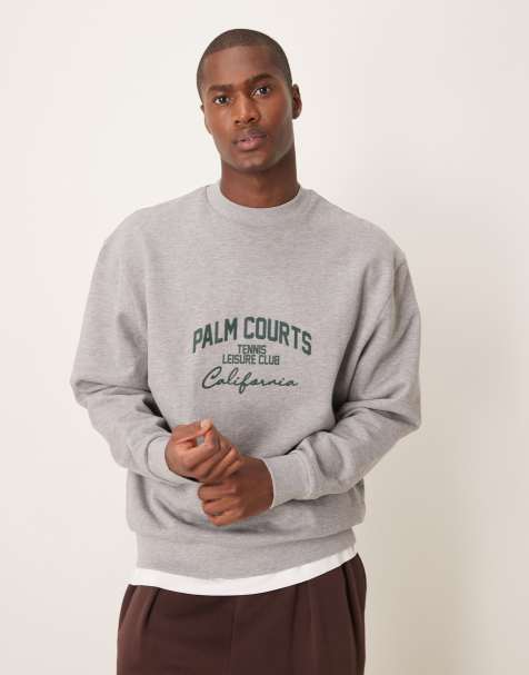 ASOS DESIGN – Gråmelerad sweatshirt i oversize med grönt tryck framtill - view 1
