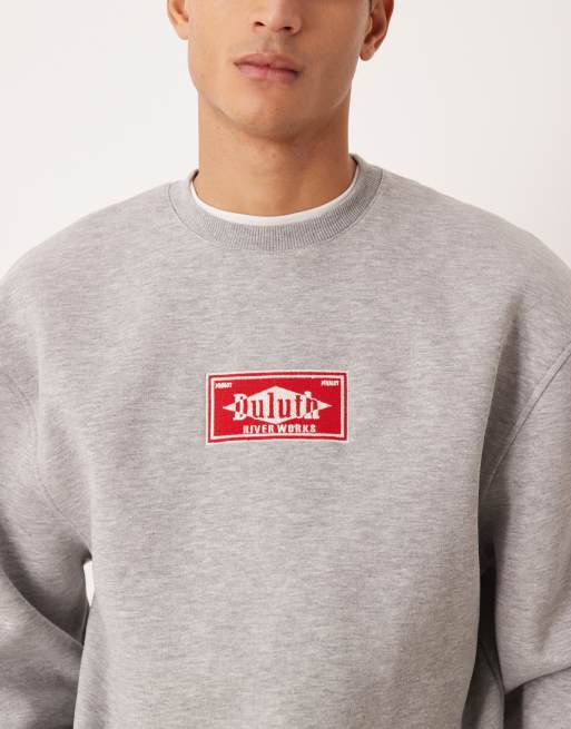 ASOS DESIGN – Gråmelerad sweatshirt i oversized fit med broderi på bröstet, del av set, 5 av 5