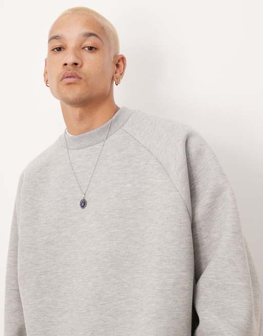 ASOS DESIGN – Gråmelerad sweatshirt i scubamaterial med extra oversize passform