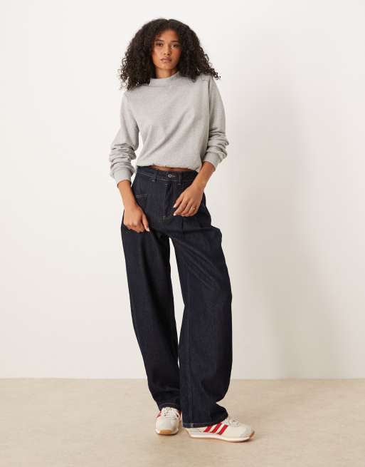 ASOS DESIGN – Gråmelerad sweatshirt med axelvaddar, 4 av 4