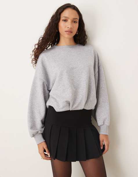 ASOS DESIGN – Gråmelerad sweatshirt med ballongfåll - view 1