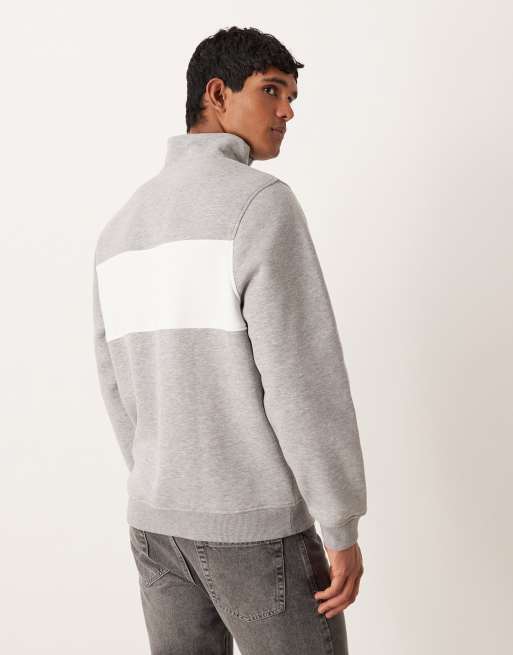 ASOS DESIGN – Gråmelerad sweatshirt med kvartslång dragkedja och blockfärgad design, 3 av 5