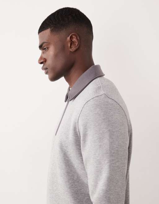 ASOS DESIGN – Gråmelerad sweatshirt med kvartslång dragkedja, 4 av 5