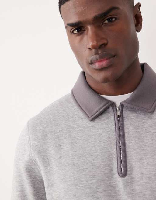ASOS DESIGN – Gråmelerad sweatshirt med kvartslång dragkedja, 5 av 5