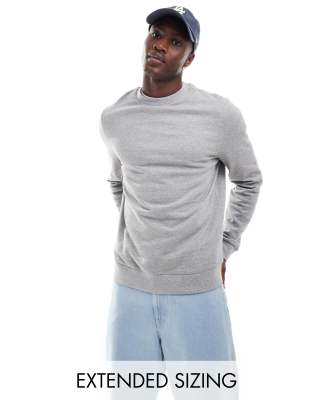 ASOS DESIGN – Gråmelerad sweatshirt med rund halsringning - view 1