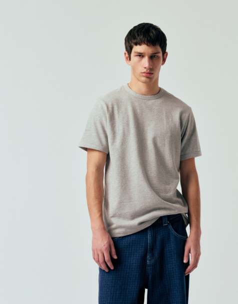 ASOS DESIGN – Gråmelerad t-shirt i bouclé med regular fit - view 1