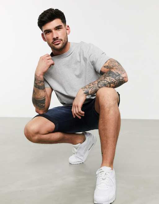 ASOS DESIGN – Gråmelerad t-shirt med avslappnad passform och rund halsringning 