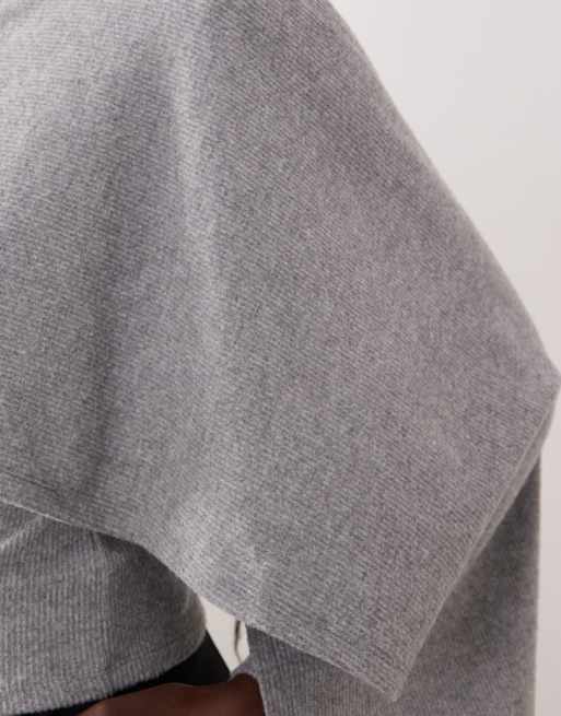 ASOS DESIGN – Gråmelerad topp med långa ärmar, scarf och draperad design, 2 av 4