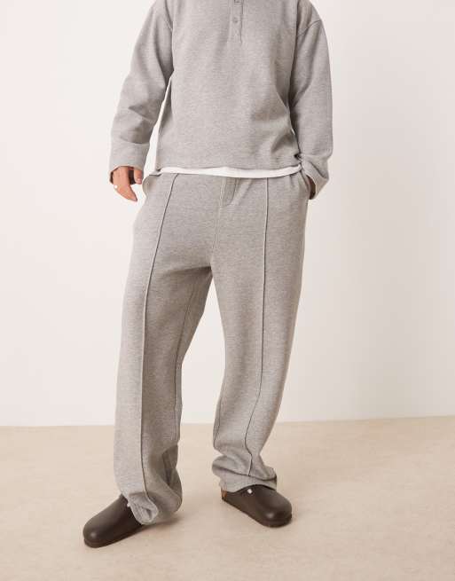 ASOS DESIGN – Gråmelerade, fina mjukisbyxor med vida ben, del av set, 4 av 5
