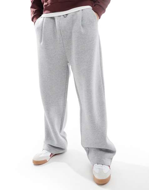 ASOS DESIGN – Gråmelerade, lediga mjukisbyxor med veck - view 1