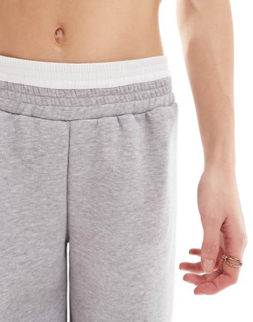 ASOS DESIGN – Gråmelerade mjukisbyxor med dubbelt midjeband och låg midja, 2 av 5