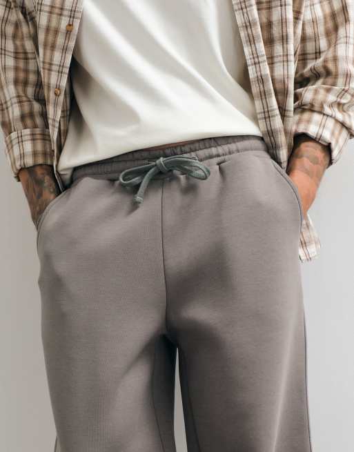 ASOS DESIGN – Gråmelerade mjukisbyxor med vida ben i scubaliknande tyg, 5 av 5