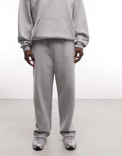 ASOS DESIGN – Gråmelerade, panelsydda mjukisbyxor med vida ben, 2 av 5