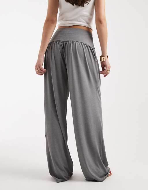 ASOS DESIGN – Gråmelerade, slouchy byxor med brett midjeband och knäppning, del av set, 4 av 5