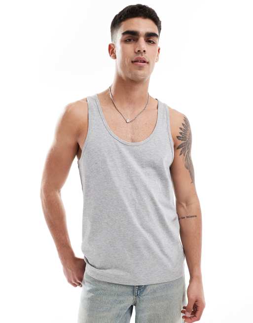 ASOS DESIGN – Gråmelerat linne