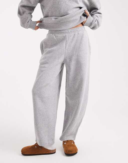 ASOS DESIGN - Gråmelerede børstede joggingbukser med tøndeformede ben, 3 af 5