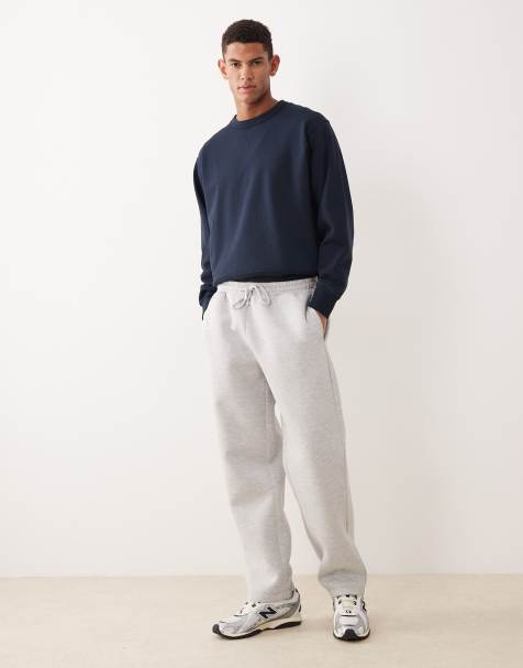 ASOS DESIGN - Gråmelerede joggingbukser i kraftigt stof i scuba-stil med lige ben - view 1