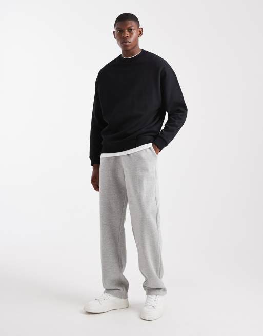 ASOS DESIGN - Gråmelerede joggingbukser med lige ben og kantbånd i siderne , 2 af 5
