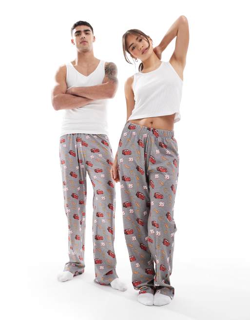 ASOS DESIGN - Gråmelerede loungebukser med 'Disney Cars'-print 