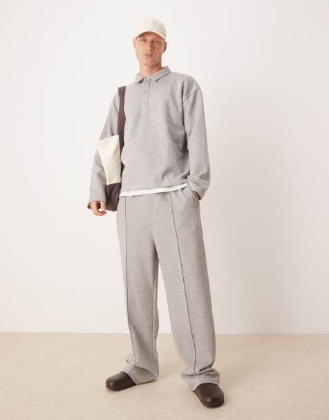 ASOS DESIGN - Gråmelerede og elegante joggingbukser med brede ben - Del af sæt - view 1