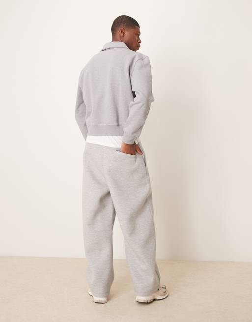 ASOS DESIGN - Gråmelerede og super baggy joggingbukser i kraftigt scubalignende materiale, 3 af 5