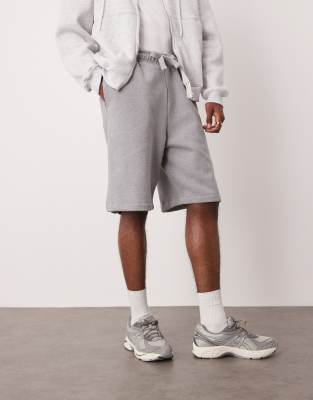 ASOS DESIGN - Gråmelerede oversized shorts i kraftigt stof på 400 gsm - view 1