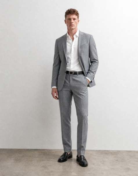 ASOS DESIGN - Gråmelerede slim-habitbukser i uldblanding - view 1